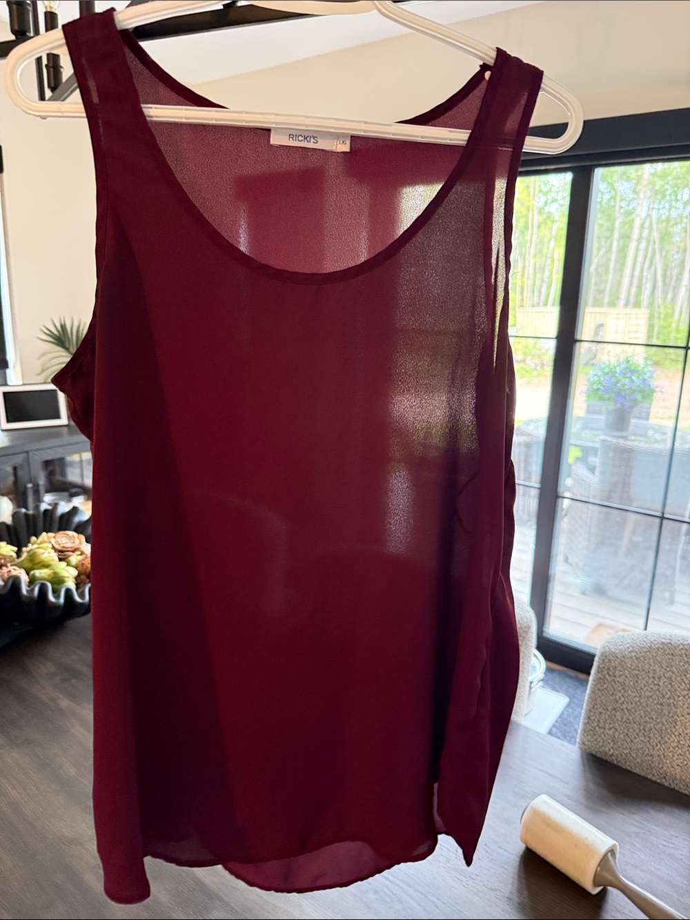 Ricki's Deep Burgundy Sheer Scoop Neck Camisole